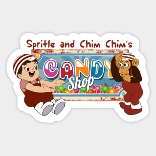 Spritle and Chim Chim's Candy Shop Sticker